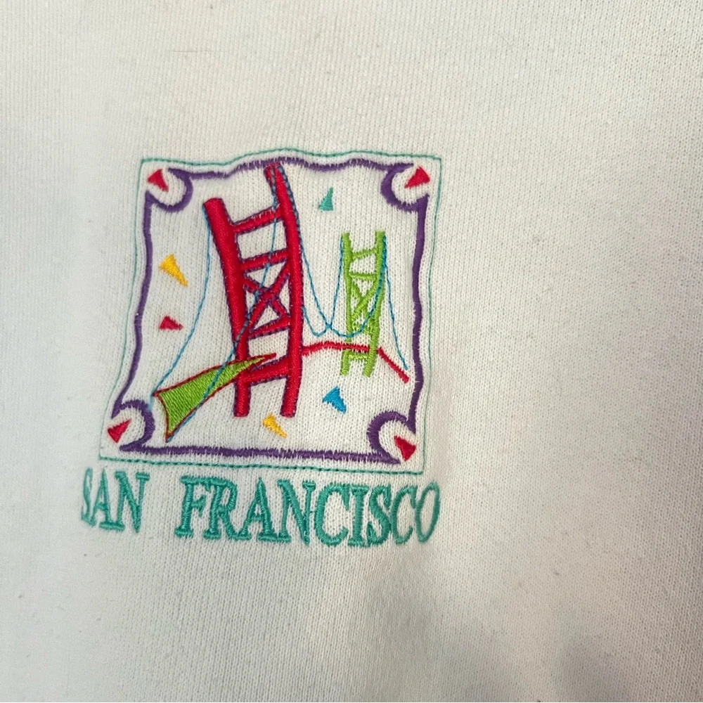 VINTAGE SAN FRANCISCO White Sweatshirt Size Medium - Picture 3 of 8